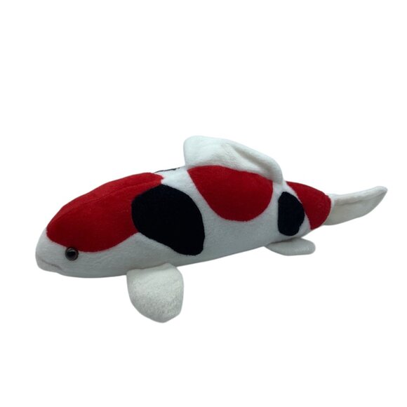 Koi Fish Plush Stuffed Toy 15” Red Black Spots Realistic Nishikigoi Carp - Picture 2 of 4